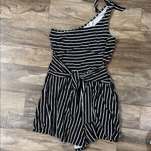 Cato Black and White Striped Jumpsuit